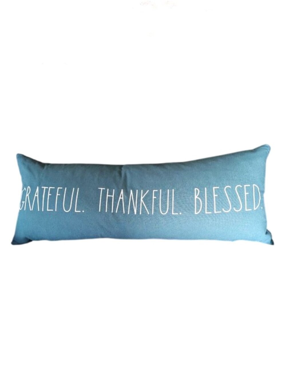 Rae Dunn Grateful Thankful Blessed Teal Decorative Lumbar Pillow - Home Holiday